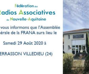 L’Assemblée Générale de la FRANA 2020 chez nos confrères de CRISTAL FM aura lieu le Samedi 29 août 2020 à Terrasson Villedieu (24)